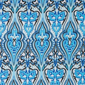 Blue Atoll/Dazzling Blue/White Abstract Stretch Cotton Sateen Blue Atoll/Dazzling Blue/White Abstract Stretch Cotton Sateen