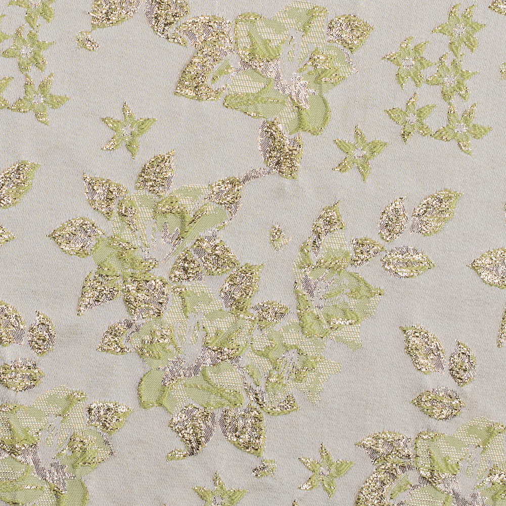 Metallic Gold/Green Floral Brocade Metallic Gold/Green Floral Brocade
