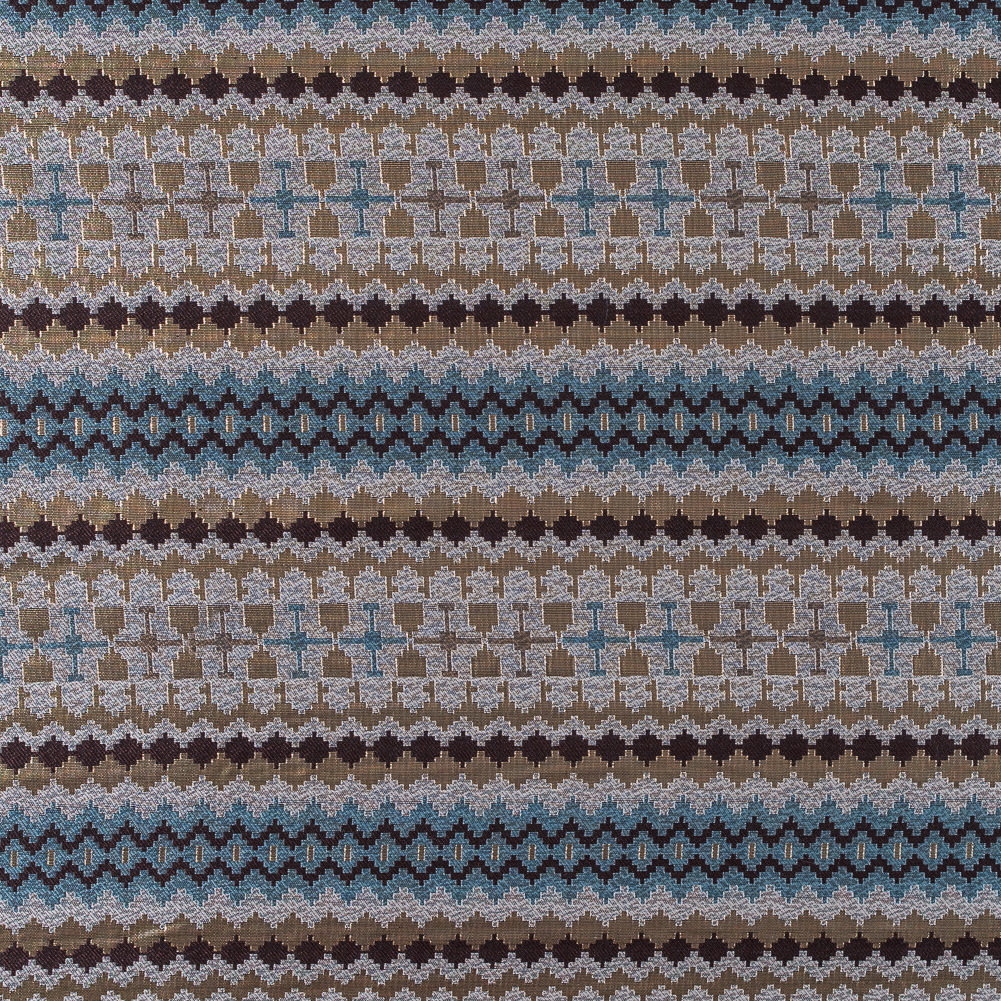 Italian Metallic Gold, Brown and Blue Geometric Brocade Italian Metallic Gold, Brown and Blue Geometric Brocade