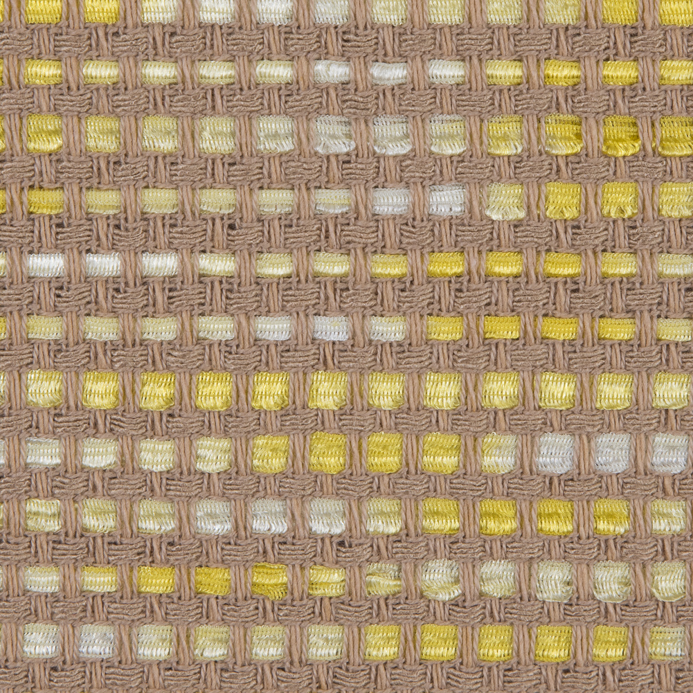 Beige and Yellow Blended Cotton Woven