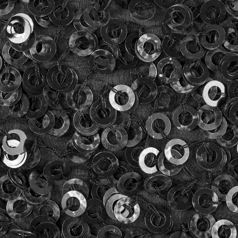 Phillip Lim Black Dyed All Over Circle Sequins on a Silk Georgette Phillip Lim Black Dyed All Over Circle Sequins on a Silk Georgette