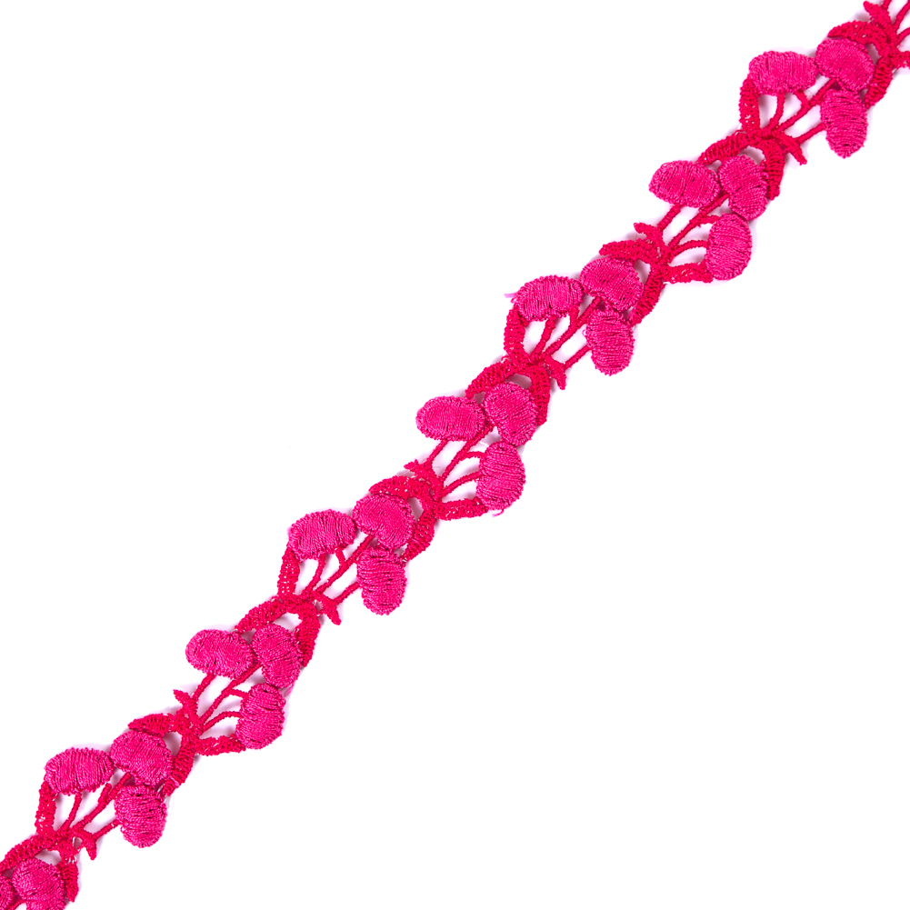 Red and Pink Embroidered Cherry Lace Trim Red and Pink Embroidered Cherry Lace Trim