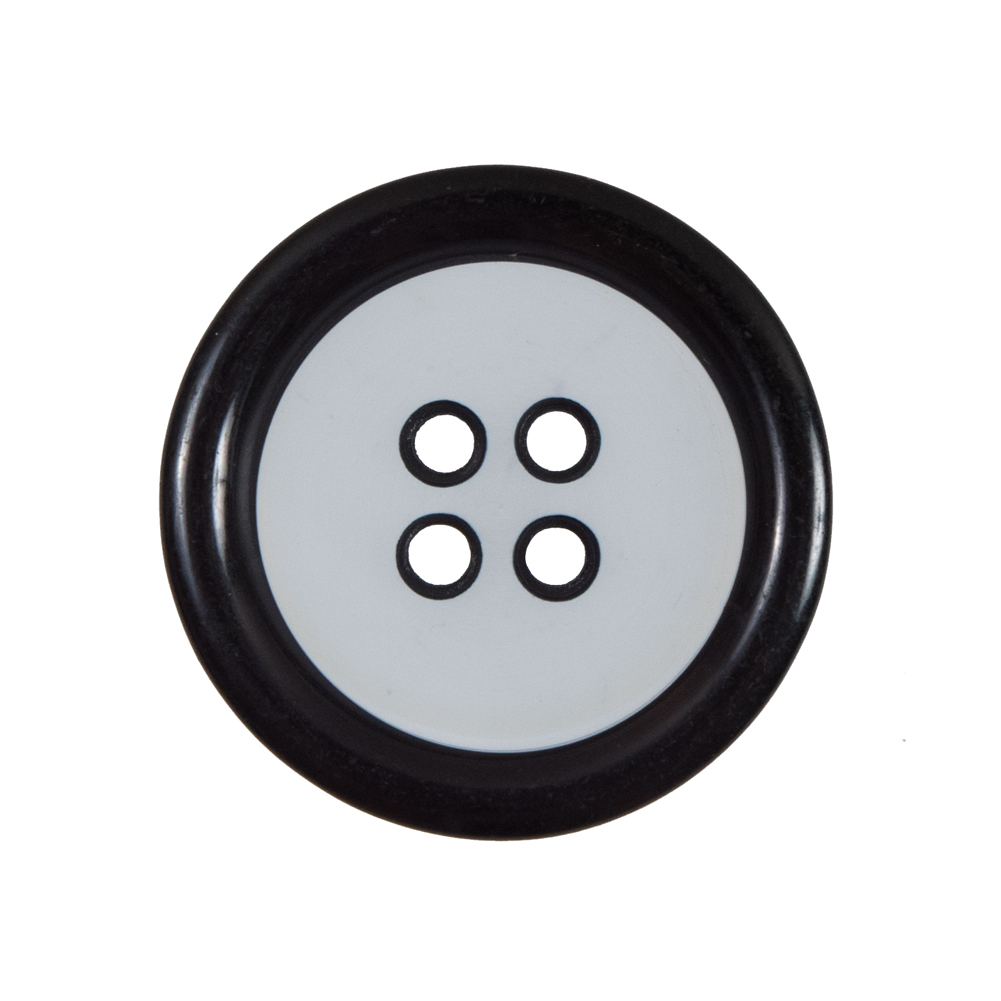 Clear and Black 4-Hole Plastic Button – 44L/28mm Clear and Black 4-Hole Plastic Button – 44L/28mm