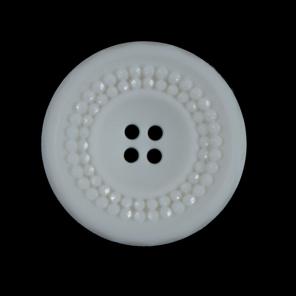 White Strands of Pearls Beveled Textured 4-Hole Button – 44L/28mm White Strands of Pearls Beveled Textured 4-Hole Button – 44L/28mm