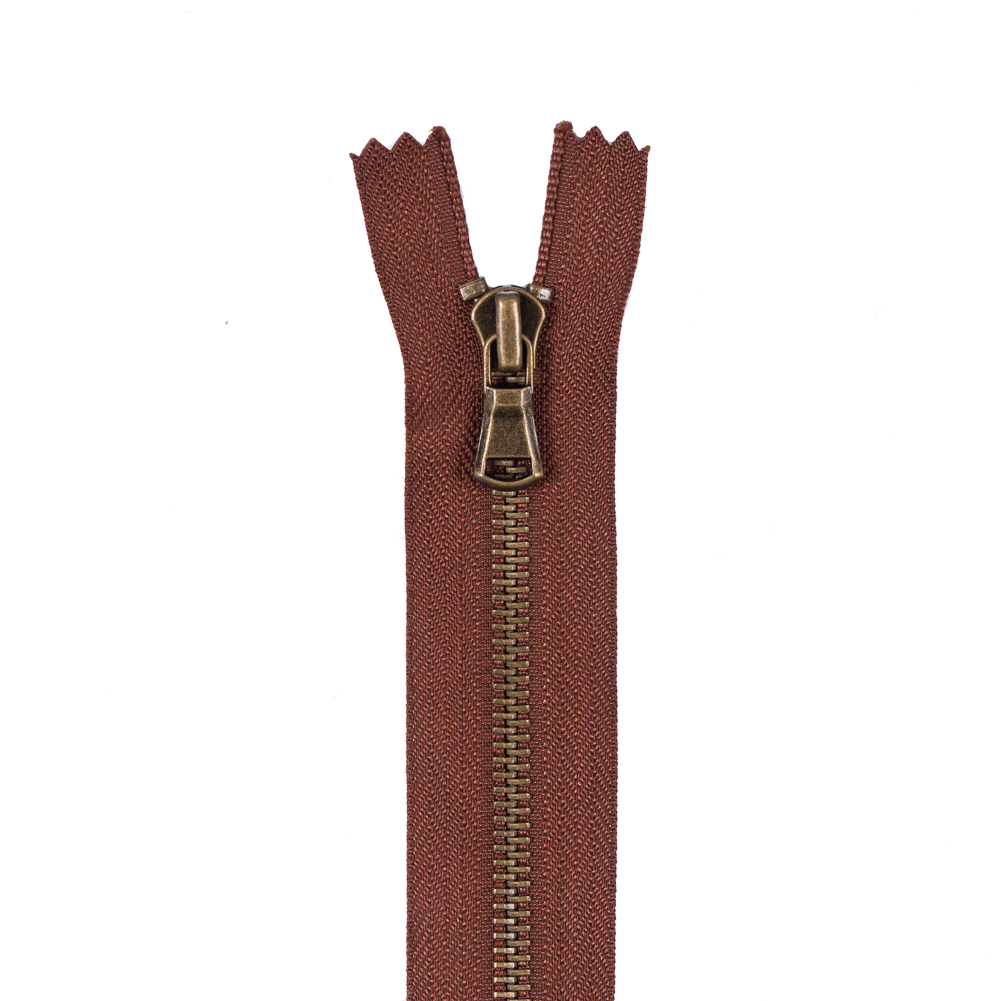 Copper Metal Zipper with Antique Gold Pull and Teeth – 5″ Copper Metal Zipper with Antique Gold Pull and Teeth – 5″