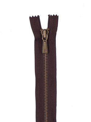 Dark Brown Metal Zipper with Antique Gold Pull and Teeth – 5″ Dark Brown Metal Zipper with Antique Gold Pull and Teeth – 5″