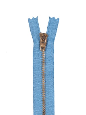 Blue Metal Zipper with Gold Pull and Teeth – 4.5″ Blue Metal Zipper with Gold Pull and Teeth – 4.5″