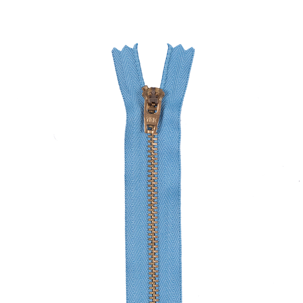 Blue Metal Zipper with Gold Pull and Teeth – 4.5″ Blue Metal Zipper with Gold Pull and Teeth – 4.5″