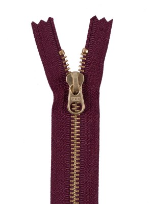 Metal Zipper with Gold Pull and Teeth 4.5″ – Dark Tuscan Red Metal Zipper with Gold Pull and Teeth 4.5″ – Dark Tuscan Red