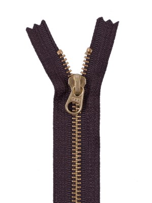 Metal Zipper with Gold Pull and Teeth 4.5″ – Dark Brown Metal Zipper with Gold Pull and Teeth 4.5″ – Dark Brown