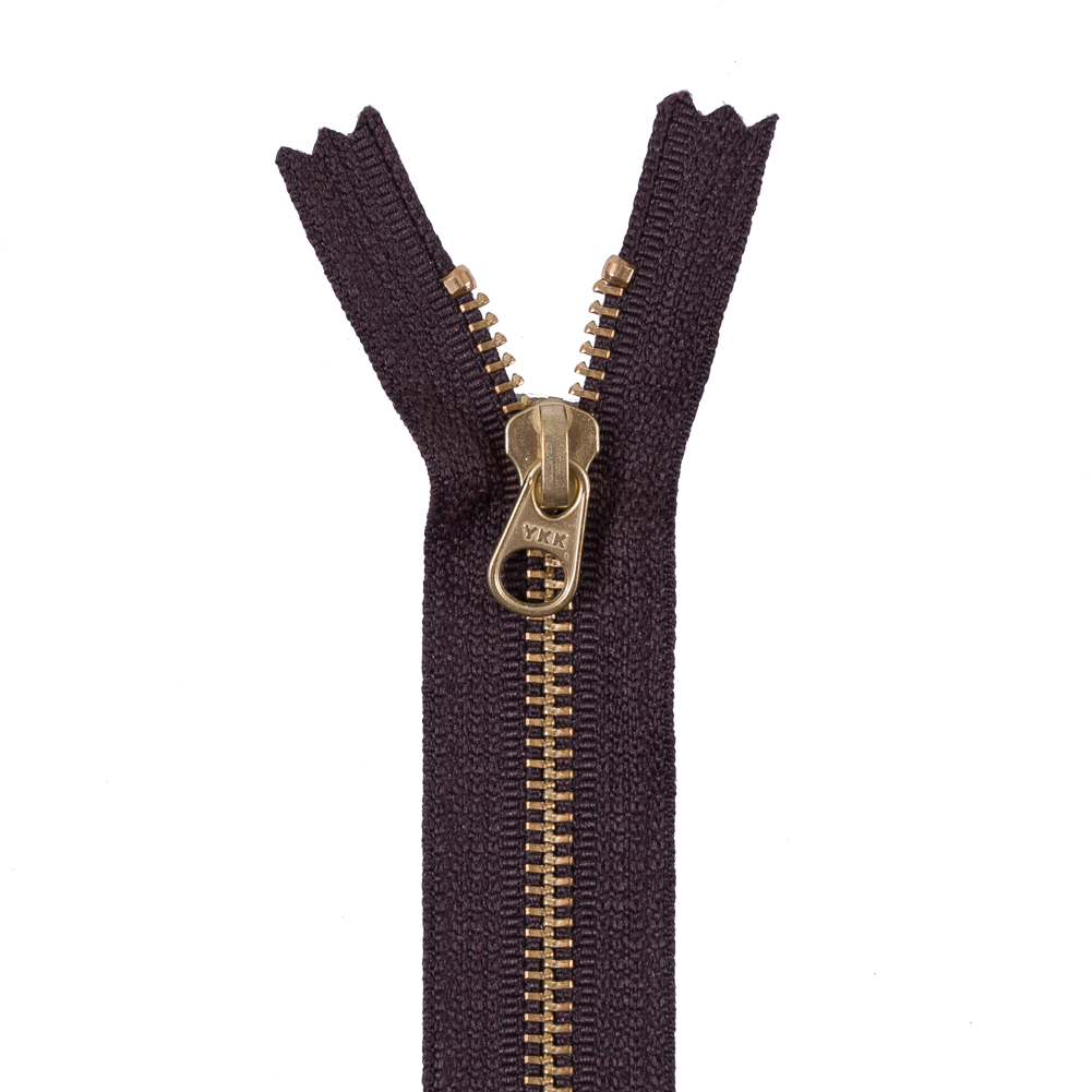 Metal Zipper with Gold Pull and Teeth 4.5″ – Dark Brown Metal Zipper with Gold Pull and Teeth 4.5″ – Dark Brown