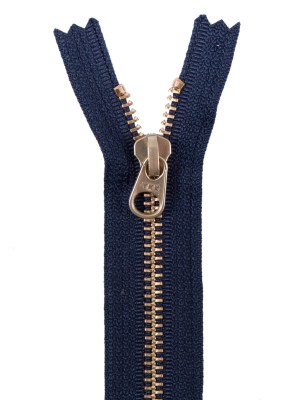 Metal Zipper with Gold Pull and Teeth 4.5″ – Navy Metal Zipper with Gold Pull and Teeth 4.5″ – Navy
