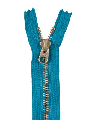 Metal Zipper with Gold Pull and Teeth 4.5″ – Turquoise Metal Zipper with Gold Pull and Teeth 4.5″ – Turquoise