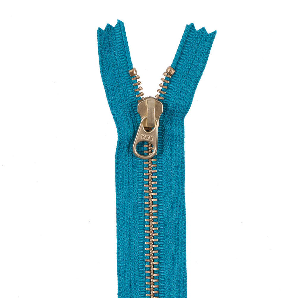 Metal Zipper with Gold Pull and Teeth 4.5″ – Turquoise Metal Zipper with Gold Pull and Teeth 4.5″ – Turquoise