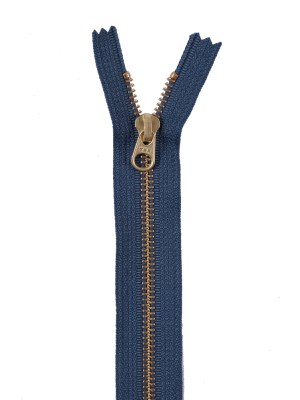 Metal Zipper with Gold Pull and Teeth 8″ – Blue Gray Metal Zipper with Gold Pull and Teeth 8″ – Blue Gray