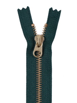 Metal Zipper with Gold Pull and Teeth 4.5″ – Emerald Metal Zipper with Gold Pull and Teeth 4.5″ – Emerald