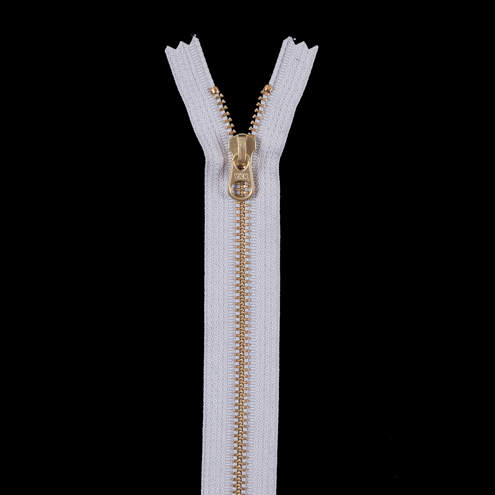 Metal Zipper with Gold Pull and Teeth 8″ – Light Gray Metal Zipper with Gold Pull and Teeth 8″ – Light Gray