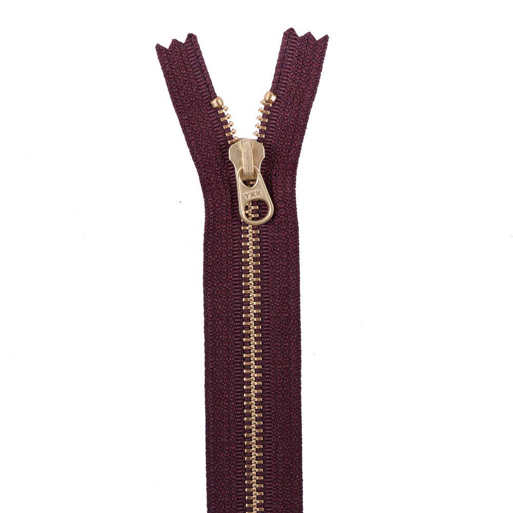 Metal Zipper with Gold Pull and Teeth 8″ – Bole Brown Metal Zipper with Gold Pull and Teeth 8″ – Bole Brown