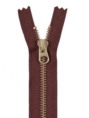 Metal Zipper with Gold Pull and Teeth 4.5″ – Brown Metal Zipper with Gold Pull and Teeth 4.5″ – Brown
