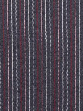 Italian Gray, Red and White Striped Blended Wool Twill Italian Gray, Red and White Striped Blended Wool Twill