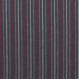 Italian Gray, Red and White Striped Blended Wool Twill Italian Gray, Red and White Striped Blended Wool Twill