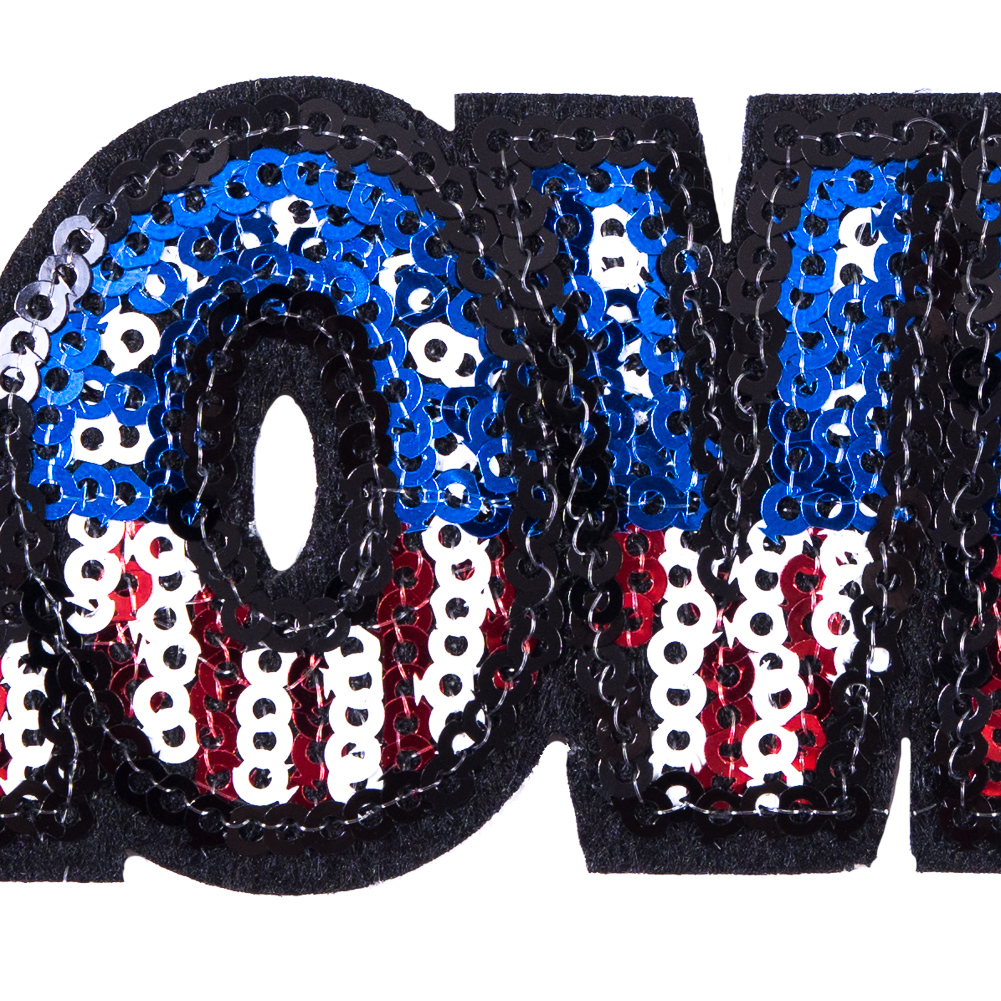 Sequin American Flag Love Patch - 3.5" x 1.5"