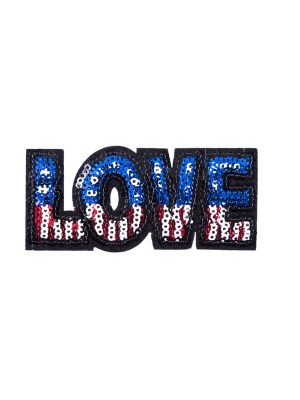 Sequin American Flag Love Patch – 3.5″ x 1.5″ Sequin American Flag Love Patch – 3.5″ x 1.5″