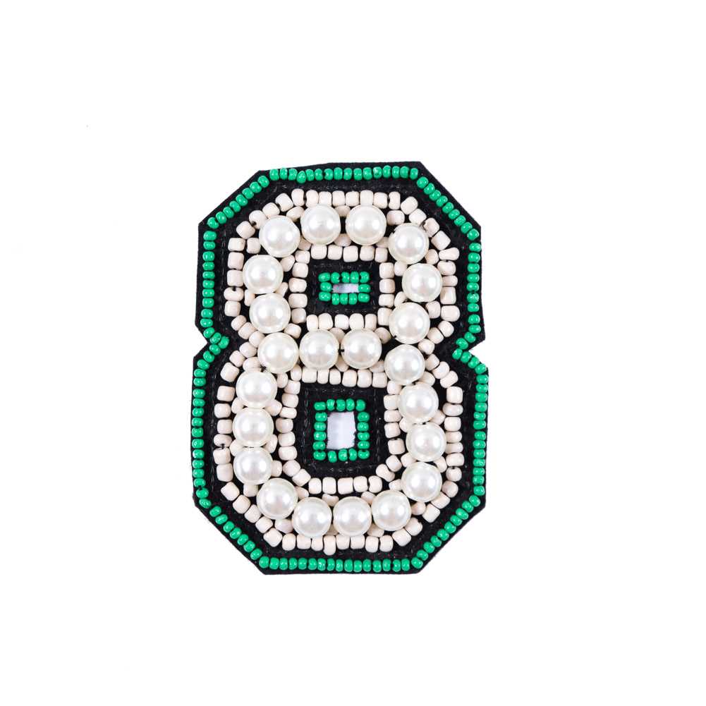 #8 Patch with Pearls – 4″ x 3″ #8 Patch with Pearls – 4″ x 3″