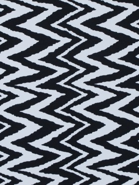 Black and White Zig Zag Printed Polyester Spandex Black and White Zig Zag Printed Polyester Spandex