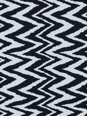 Black and White Zig Zag Printed Polyester Spandex Black and White Zig Zag Printed Polyester Spandex