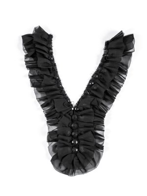 Black Chiffon Beaded Neckline Applique – 14″ x 6″ Black Chiffon Beaded Neckline Applique – 14″ x 6″
