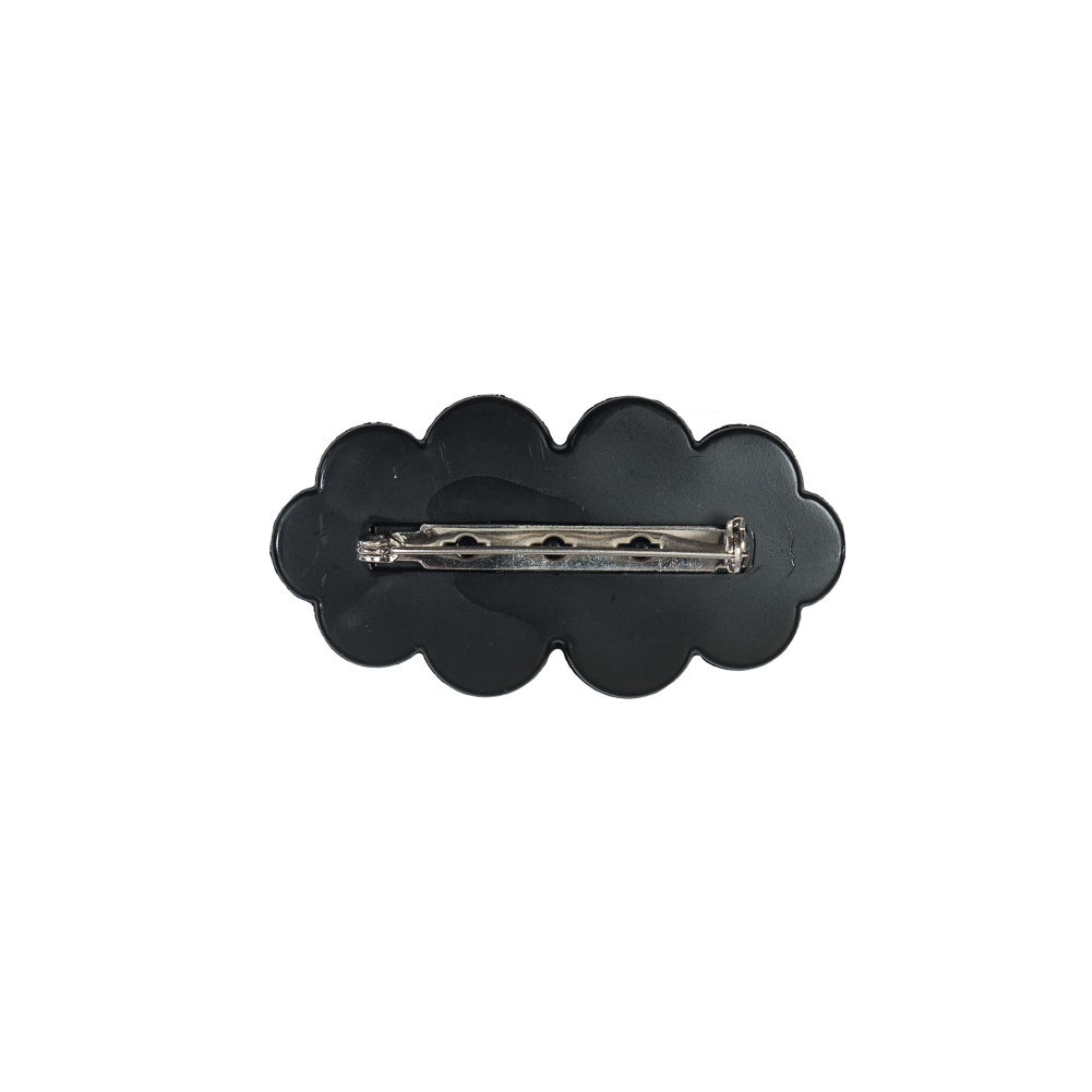 Italian Black Etched Brooch - 2.25" x 1"