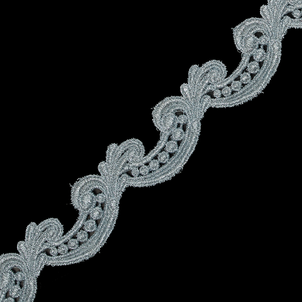 Metallic Ice Blue Guipure Lace Trim - 1.25"