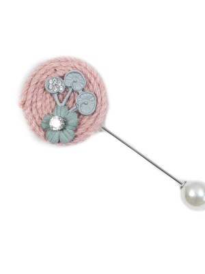 Italian Pink and Gray Brooch with Pearl Closure – 3.5″ Italian Pink and Gray Brooch with Pearl Closure – 3.5″