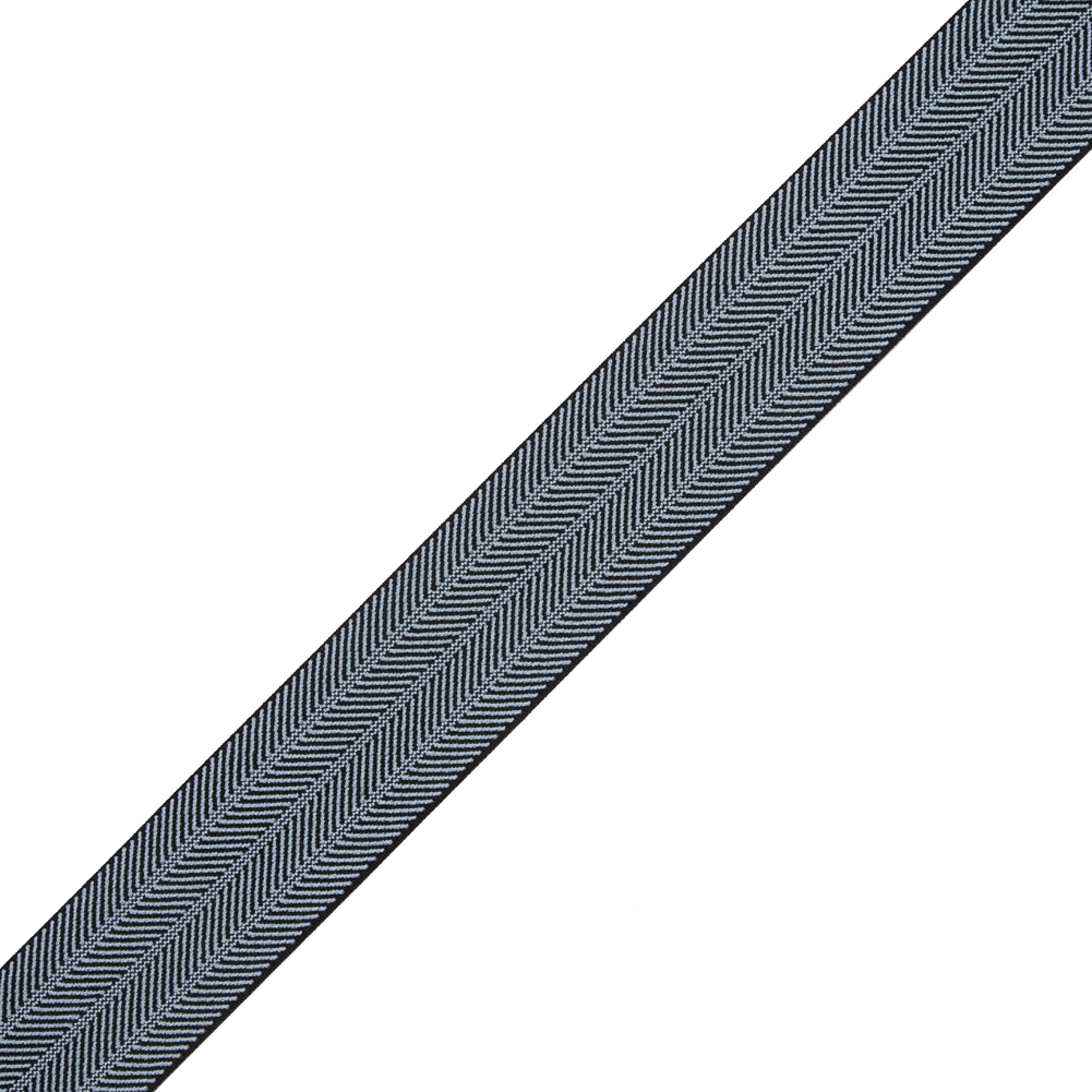 Italian Black and Gray Herringbone Elastic – 1.5″ Italian Black and Gray Herringbone Elastic – 1.5″