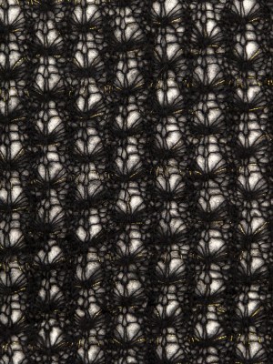 Black and Metallic Gold Blended Wool Crochet Lace Black and Metallic Gold Blended Wool Crochet Lace