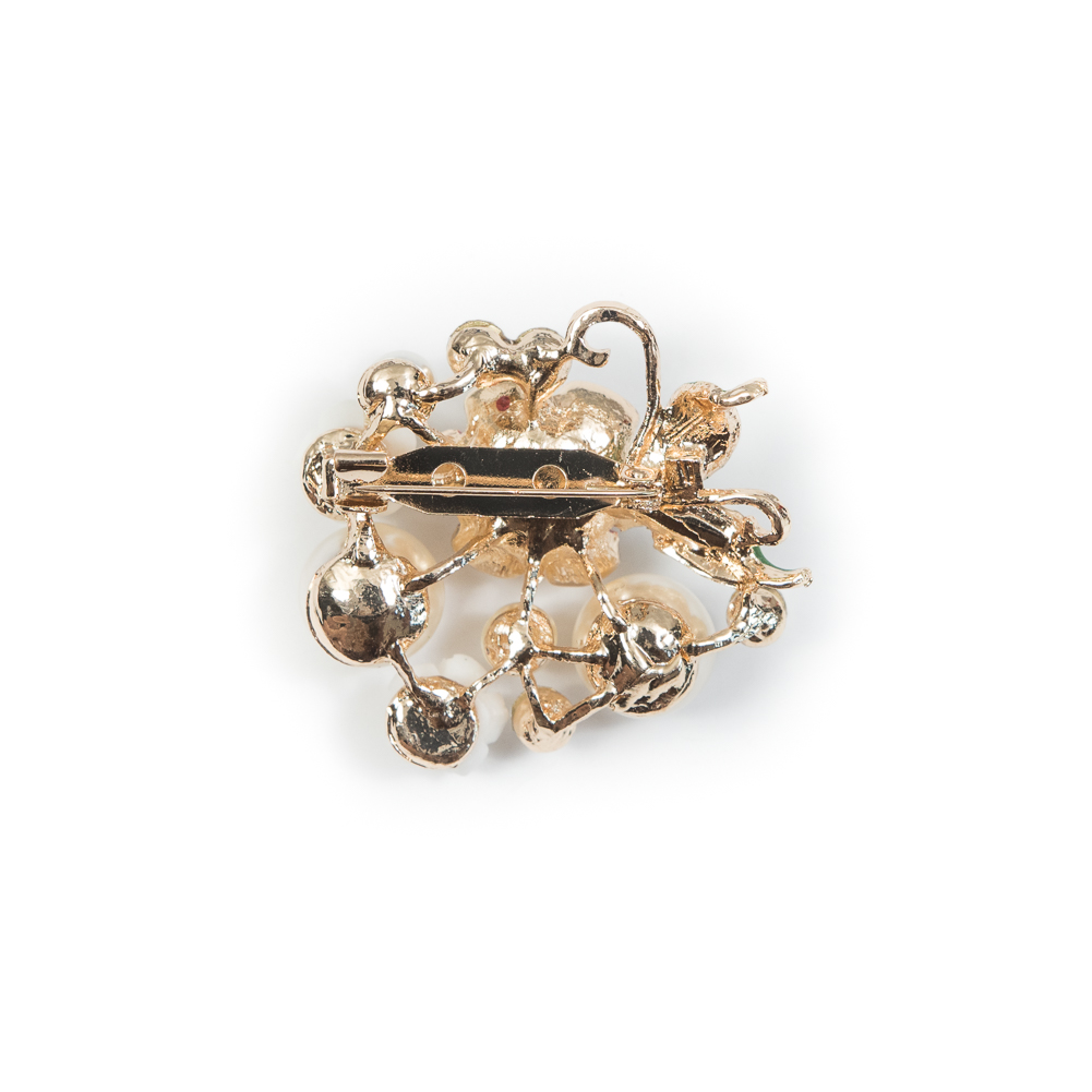 Italian Pearl and Rhinestone Brooch - 1.5"