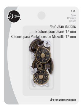 Dritz Jean Buttons – Antique Brass – 11/16″ Dritz Jean Buttons – Antique Brass – 11/16″