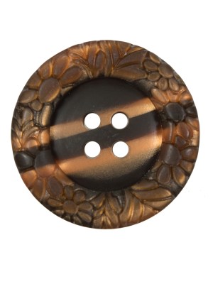 Italian Metallic Bronze Etched 4-Hole Button – 40L/25.5mm Italian Metallic Bronze Etched 4-Hole Button – 40L/25.5mm