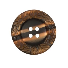 Italian Metallic Bronze Etched 4-Hole Button – 40L/25.5mm Italian Metallic Bronze Etched 4-Hole Button – 40L/25.5mm