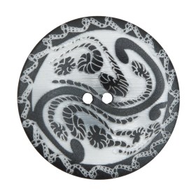 Black and White Swirl Plastic Button – 54L/34mm Black and White Swirl Plastic Button – 54L/34mm