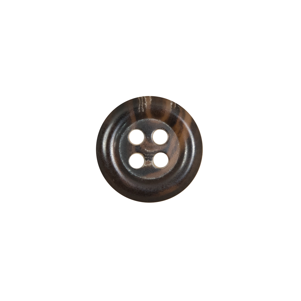 Brown Lipped Plastic 4-Hole Button – 22L/14mm Brown Lipped Plastic 4-Hole Button – 22L/14mm