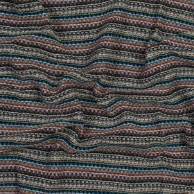 Italian Blue, Burgundy and Mustard Striped Wool Knit Italian Blue, Burgundy and Mustard Striped Wool Knit