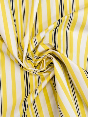 Yellow, Navy and White Striped Polyester Twill Yellow, Navy and White Striped Polyester Twill