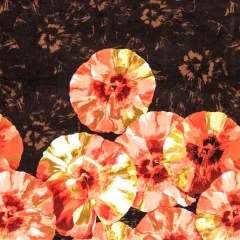 Coral, Yellow and Brown Floral Stretch Corduroy Panel Coral, Yellow and Brown Floral Stretch Corduroy Panel