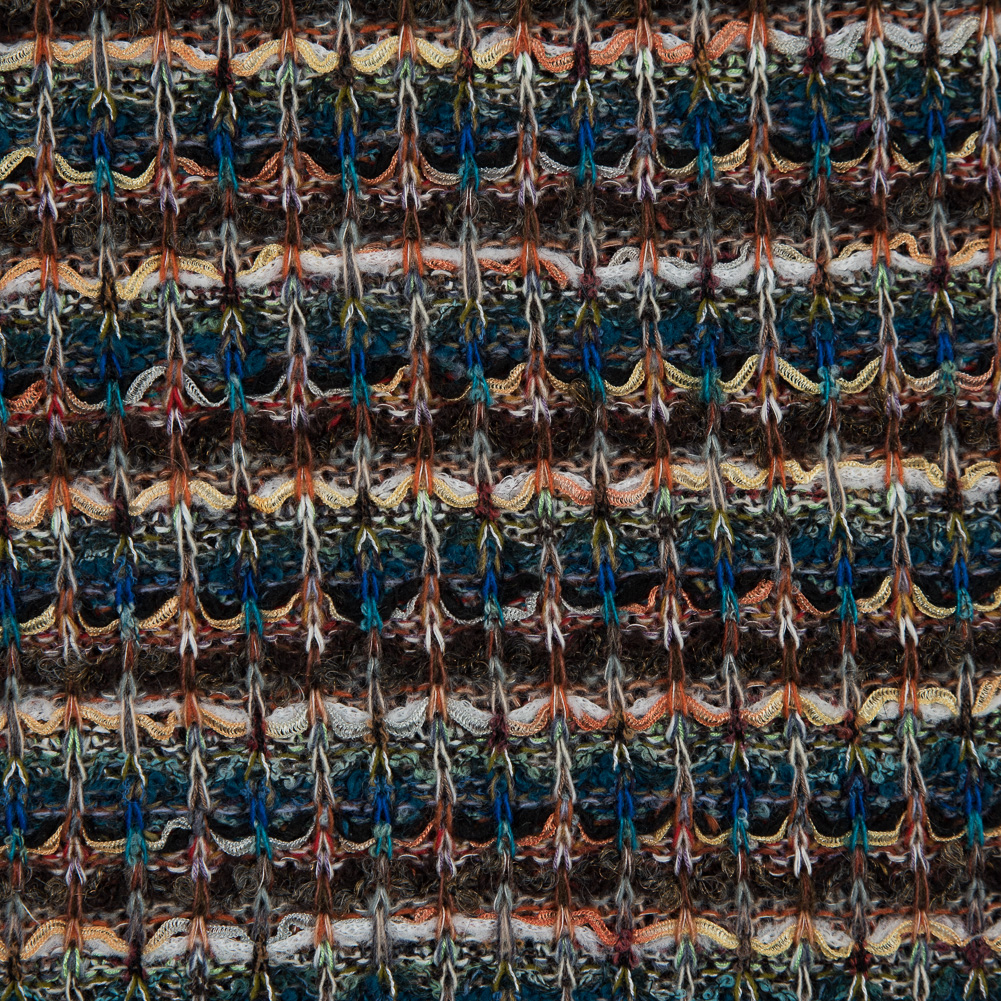 Italian Cobalt, Brown and Yellow Striped Wool Knit