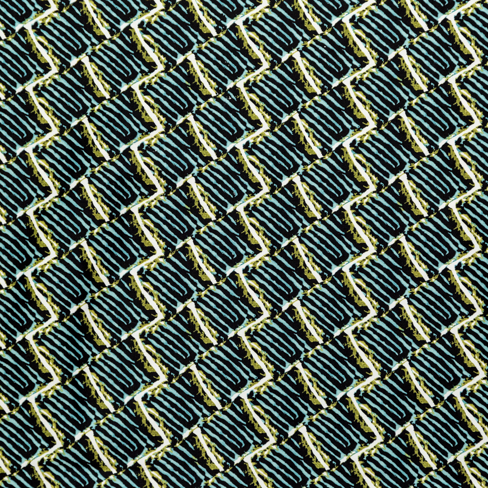 Blue Tiger Striped Diamond Printed Stretch Cotton Twill Blue Tiger Striped Diamond Printed Stretch Cotton Twill