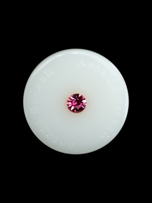 Ivory Plastic Button with Pink Rhinestone Center – 36L/23mm Ivory Plastic Button with Pink Rhinestone Center – 36L/23mm