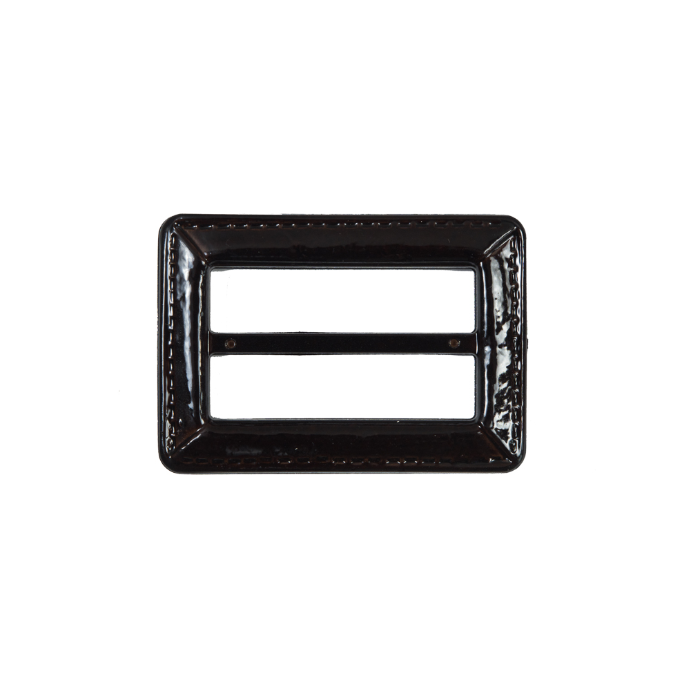 Dark Brown Laquered Leather Buckle - 2" x 1"