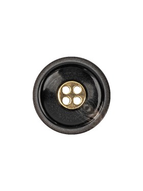 Black Horn and Gold Metal 4-Hole Button – 25L/16mm Black Horn and Gold Metal 4-Hole Button – 25L/16mm